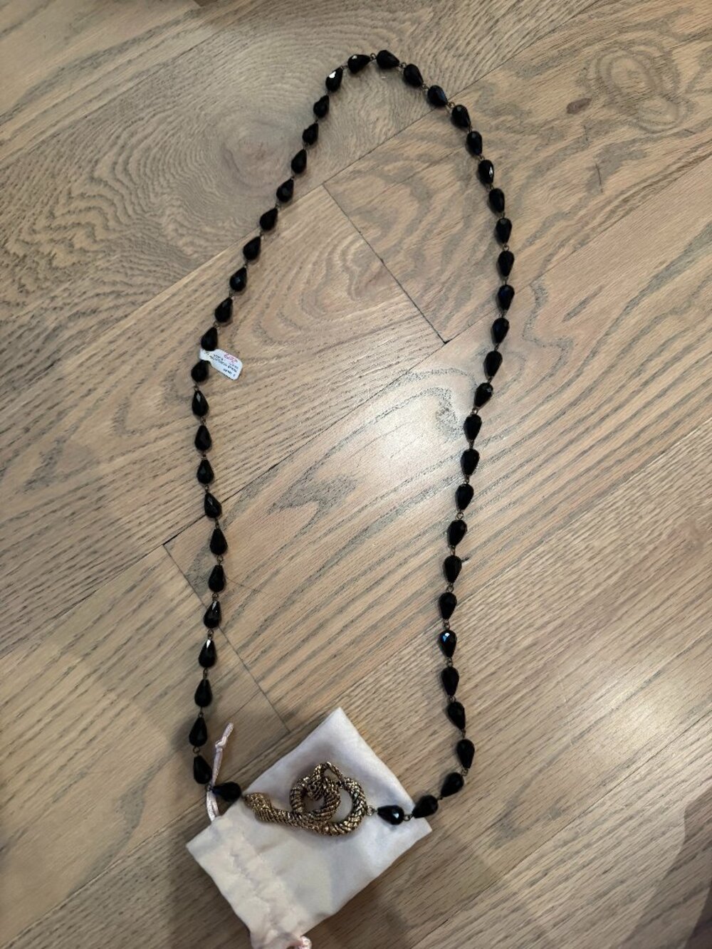 NWT Long black snake necklace